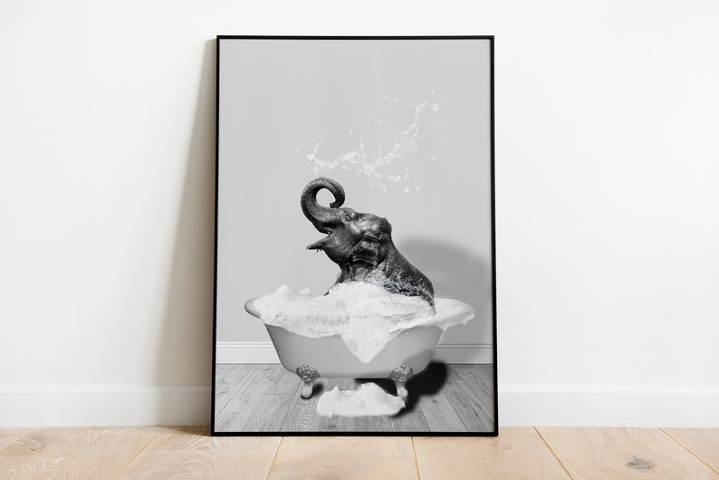 Elephant in Tub Art Print: Kids Bathroom Decor (digital Download) - Etsy