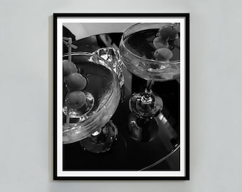 Martini Poster, Bar Warenkorb Druck, schwarz und weiß, Cocktail Wandkunst, digitaler Download, Küchen Wandkunst, Vintage Bar Druck, Esszimmer Dekor