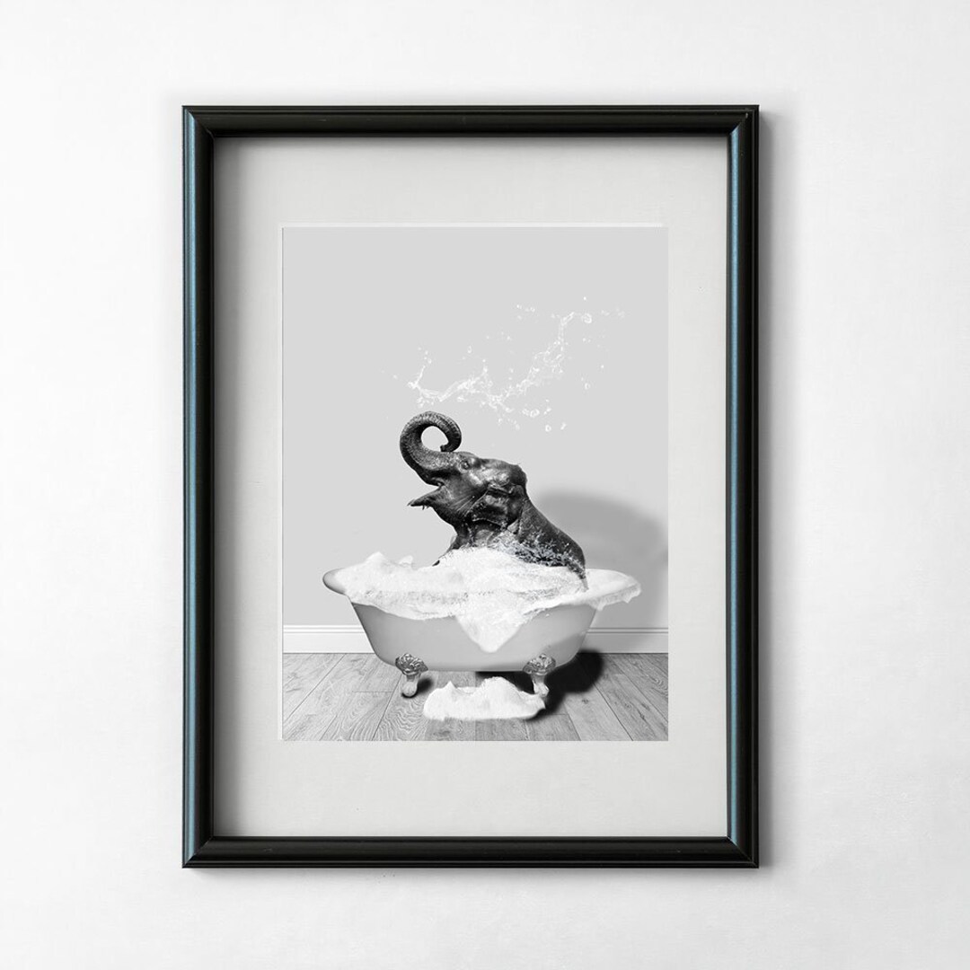 Elephant in Tub Art Print: Kids Bathroom Decor (digital Download) - Etsy