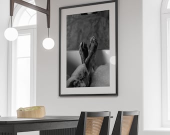 Woman in Bathtub Print: Black and White Vintage Photography (Digital Download)