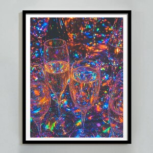 Vintage champagneposter, barwagenafdruk, cocktailmuurkunst, decor keuken en eetkamer, drankjesposter, decor Engelse pub, digitale download