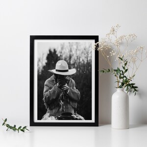 Cowgirl Smoking Poster, Retro Western Print, Digital Download, Black and White, Vintage Photography, Girls Bedroom Print, Fashion Room Decor