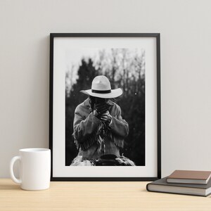 Cowgirl Smoking Poster, Retro Western Print, Digital Download, Black and White, Vintage Photography, Girls Bedroom Print, Fashion Room Decor