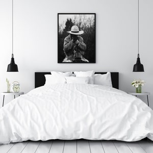 Cowgirl Smoking Poster, Retro Western Print, Digital Download, Black and White, Vintage Photography, Girls Bedroom Print, Fashion Room Decor