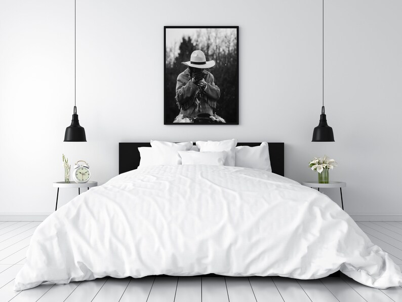 Cowgirl Smoking Poster, Retro Western Print, Digital Download, Black and White, Vintage Photography, Girls Bedroom Print, Fashion Room Decor