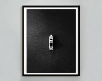 Luxury Yacht Summer Sailing Wall Art Black And White Coastal Decor Digital Download