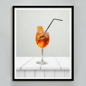 Cartel de cóctel Aperol Spritz, impresión Aperol Spritz, arte de pared de cocina, decoración de carrito de bar, cartel vintage, descarga digital, arte de pared imprimible