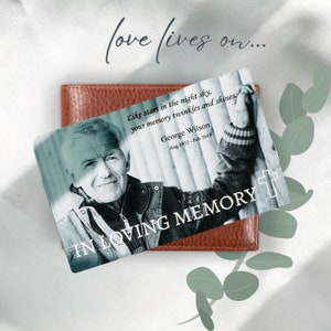 Cartão de carteira memorial personalizado - lembrança de lembrança de alumínio personalizada da foto | Lembrança com foto em preto e branco personalizada