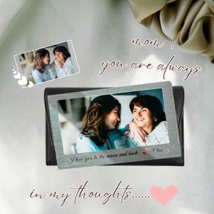 Custom Mom Wallet Card vom Foto - personalisiertes Muttertagsgeschenk | Geschenk für Mama | Benutzerdefinierte Geldbörse einfügen | Ich liebe dich bis zum Mond und zurück