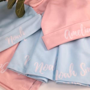 Personalized Baby Blanket& Hat Set- Custom Swaddle Set with Name, Newborn Knot Gown, Newborn Receiving, Baby Head Wrap, Coming Home Boy Girl