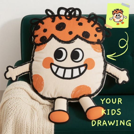 Custom Kids Drawing Pillow- Personalized Shape Pillow Case from Children's Artwork, Child Art Keepsake, Customized Photo Gift for Students