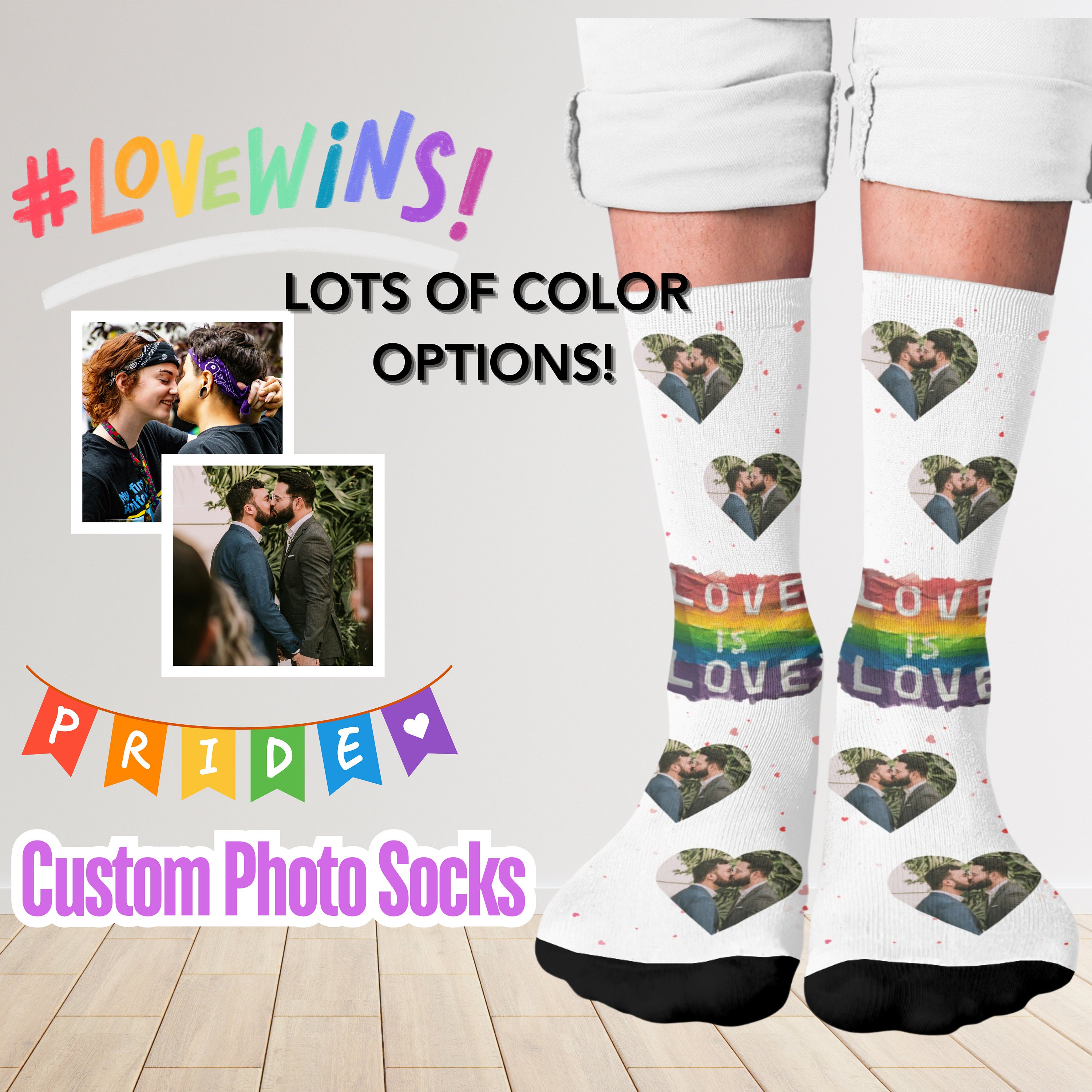 Personalized Pride Socks - LGBTQ+ Custom Face Socks | Love