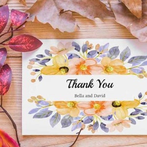 Floral Thank You Printable Card Template| Digital Download| Instant Download| 5 x 3.5 inch EPS and AI