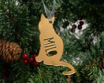 Decoración colgante para gatos - Personalizada con cualquier nombre - Adorno para árbol de Navidad - Variedad de colores - Amantes de los gatos - Dueños de mascotas - Dama de los gatos