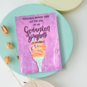 Karte Selbstfürsorge | Postkarte mentale Gesundheit | Self Care Karte | Achtsamkeitskarte "Zeit für sich selbst" | Gedankenspaghetti