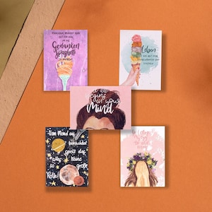 Affirmationskarten für Erwachsene | Postkarten Affirmation | Postkarten Set Achtsamkeit | Mutmachkarten | Aufmunterung Geschenk | 5 Stück