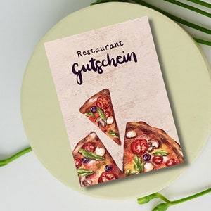 Restaurantgutschein | Gutschein essen gehen | Pizza Gutschein | Einladung zum Essen | Geschenkgutschein italienischer Abend | mit Umschlag