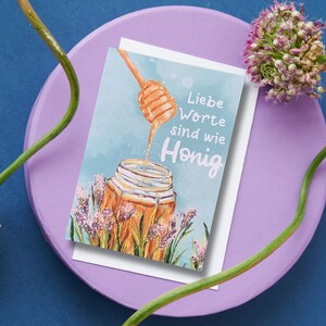 Postkarte Honigdusche | Liebe Worte sind wie Honig | Ressourcen Dusche | Worte wie Honig | Impuls Karten Ermutigung | Karte Honig