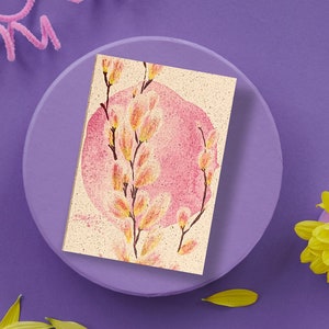 Nachhaltige Glückwunschkarte "Weidenkätzchen" | Graspapier Karte | Blumen Karte Naturpapier | Grusskarte "Blumen" | mit Umschlag