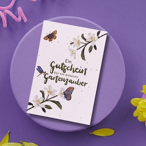 Gutschein Garten | Geldgeschenk Gartenliebhaber | Saatpapier Karte Garten | einpflanzbare Karte Gärtner | Garten Geschenk | Wildblumensamen