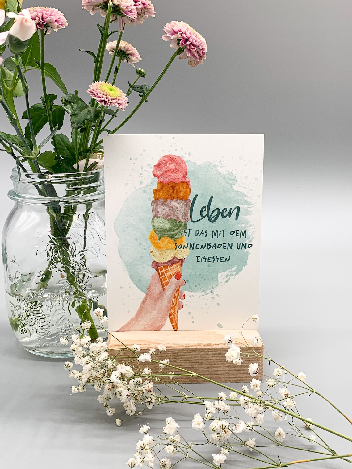 Postkarte Eis Lebensglück Karte Leben ist das mit der Etsy.de