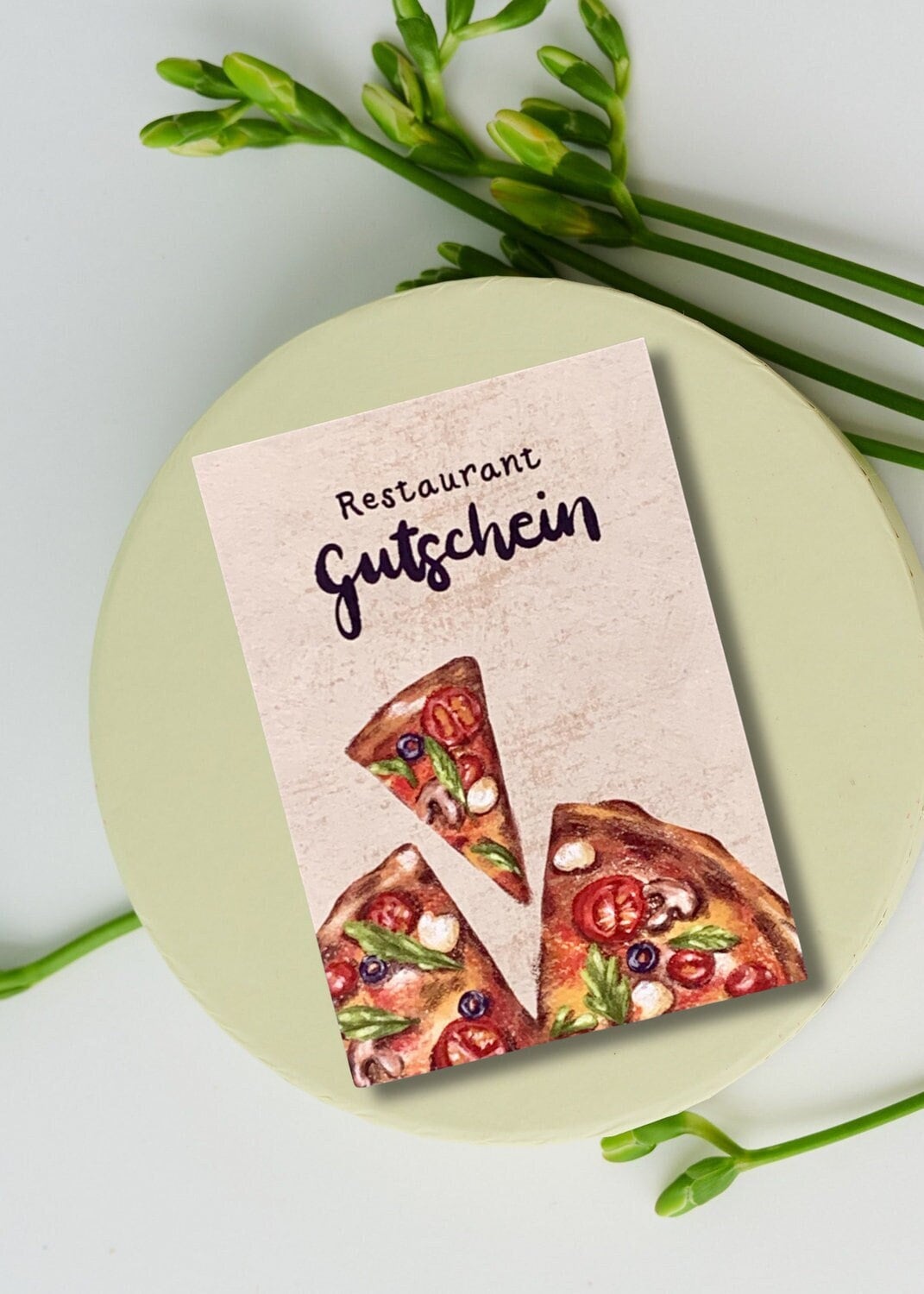 Restaurantgutschein | Gutschein essen gehen | Pizza Gutschein | Einladung zum Essen | Geschenkgutschein italienischer Abend | mit Umschlag