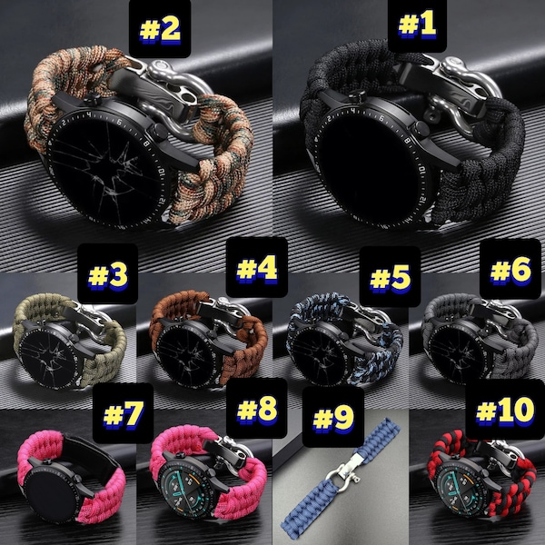 Nylon Survival Watch Strap 20 mm for Amazfit, Samsung, Garmin, Huawei, Honor,...