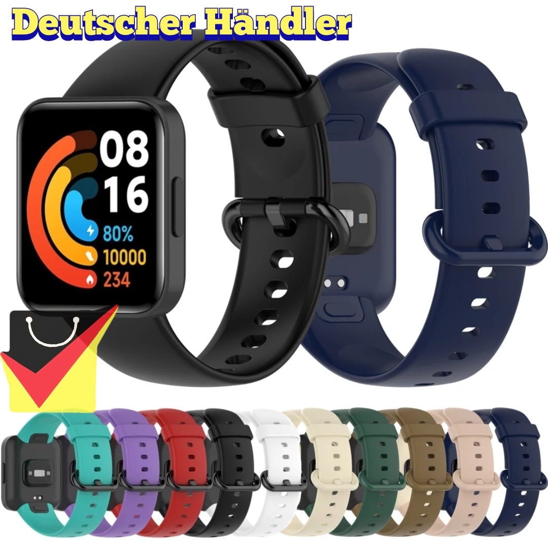 Bracelet pour Xiaomi Redmi Watch 2 Lite, Watch Lite, Watch 2 et Watch,  Silicone Souple et Réglable - Bleu - Français