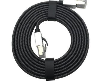 CAT8 Flat Braided Ethernet Cable Flexible 6 ft feet RJ45 CAT 8 Internet Cable