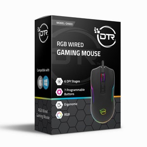 Gamingmuis met snoer RGB led-achtergrondverlichting USB Bedraad 7200 DPi Gamer