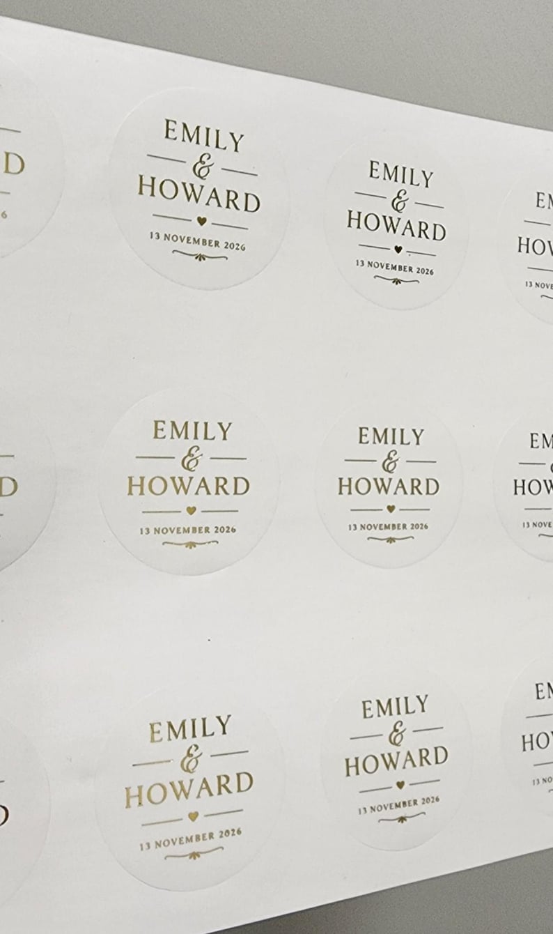 Personalised Wedding Stickers | Transparent Foiled Envelope Seals ...