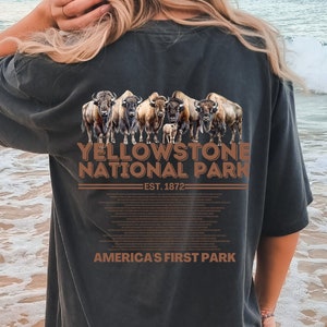Yellowstone National Park Est. 1872 Oversized TShirt, Comfort Colors Tshirt, Camping Nature Aesthetic Shirt, Yellowstone National Park Shirt