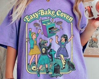 Easy Bake Coven 90s Horror Movie Fan Oversized Vintage T Shirt, Halloween Tee, Comfort Colors Tee, Plus Size Halloween Tee, Witchy Vibes Tee