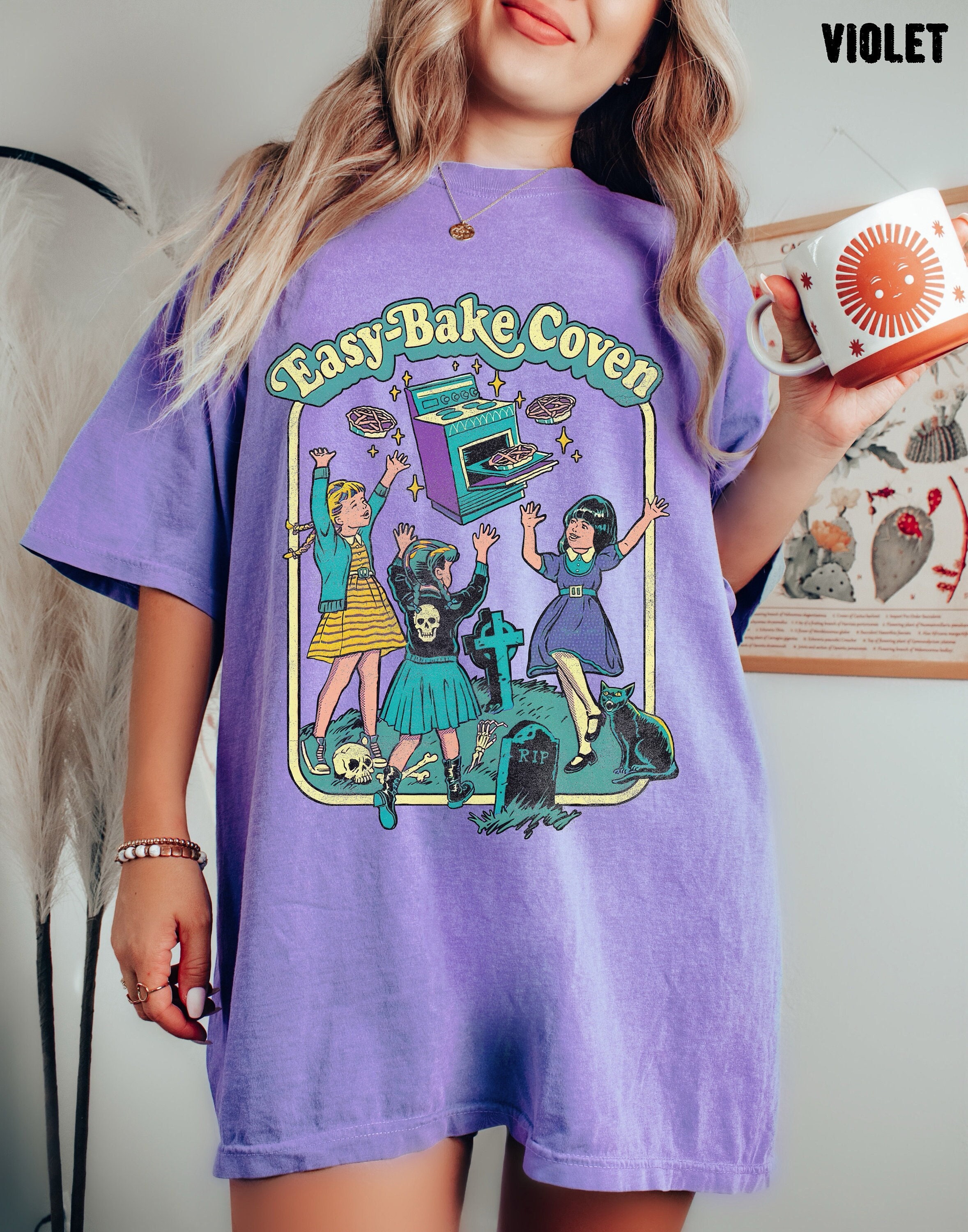 Easy Bake Coven 90s Horror Movie Fan Oversized Vintage T Shirt, Halloween Tee, Comfort Colors Tee, Plus Size Halloween Tee, Witchy Vibes Tee