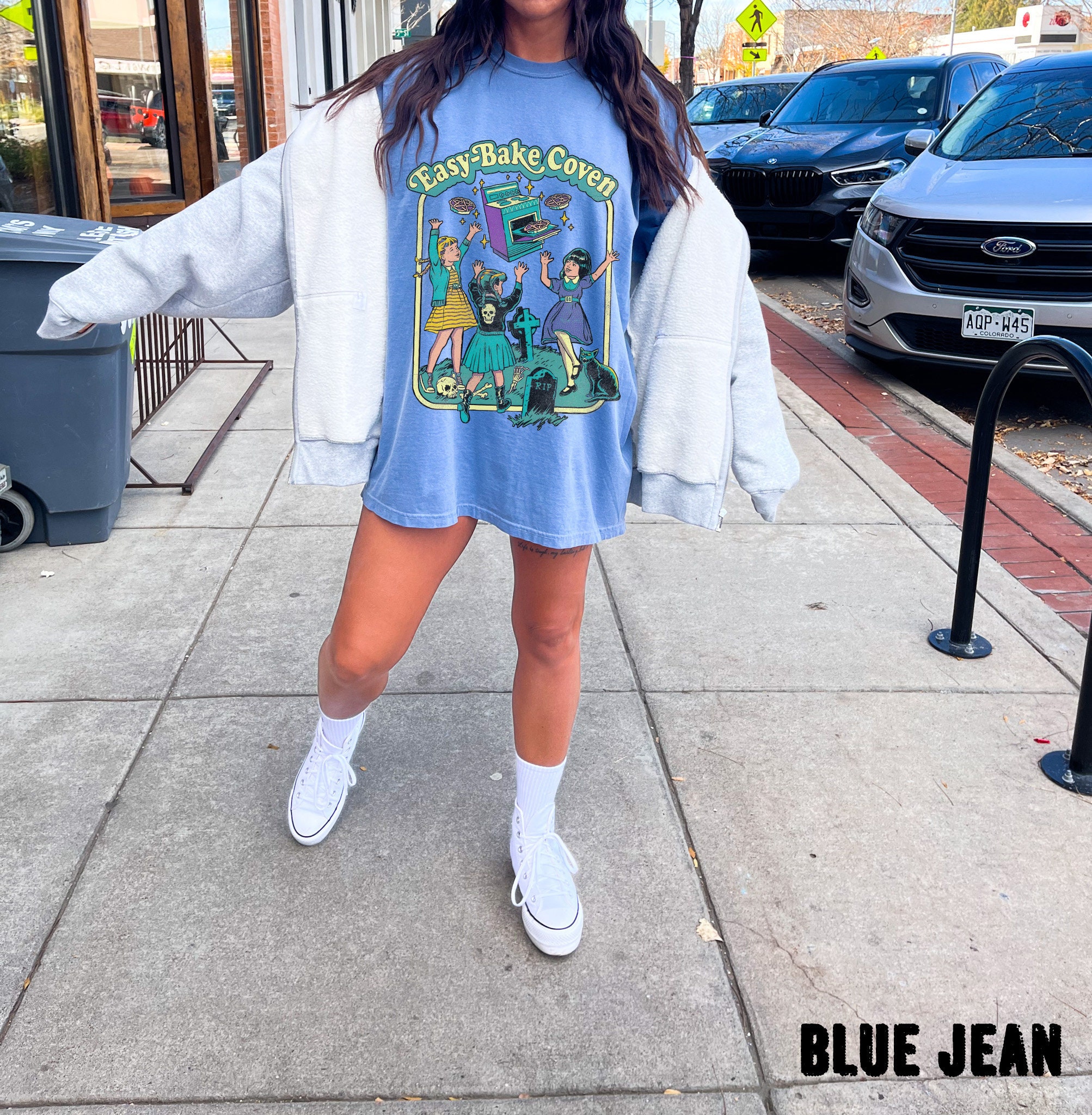 Easy Bake Coven 90s Horror Movie Fan Oversized Vintage T Shirt, Halloween Tee, Comfort Colors Tee, Plus Size Halloween Tee, Witchy Vibes Tee