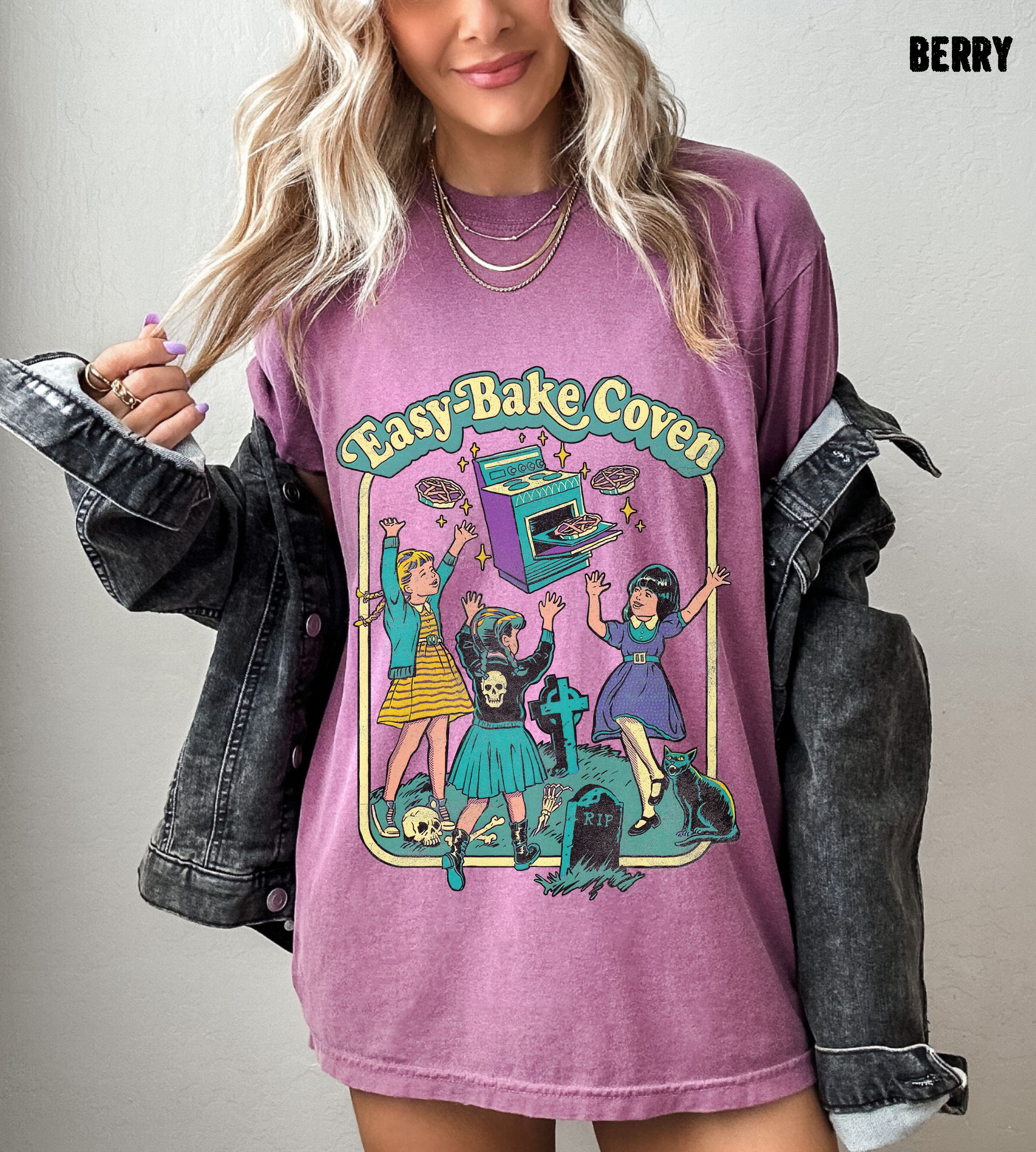 Easy Bake Coven 90s Horror Movie Fan Oversized Vintage T Shirt, Halloween Tee, Comfort Colors Tee, Plus Size Halloween Tee, Witchy Vibes Tee