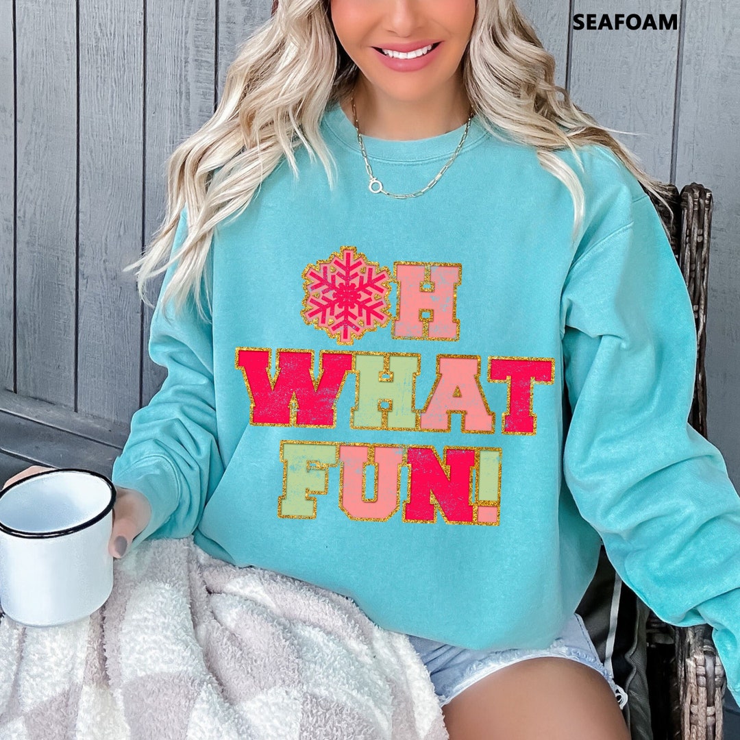 Oh What Fun Christmas Comfort Colors Sweatshirt, Oversized Christmas