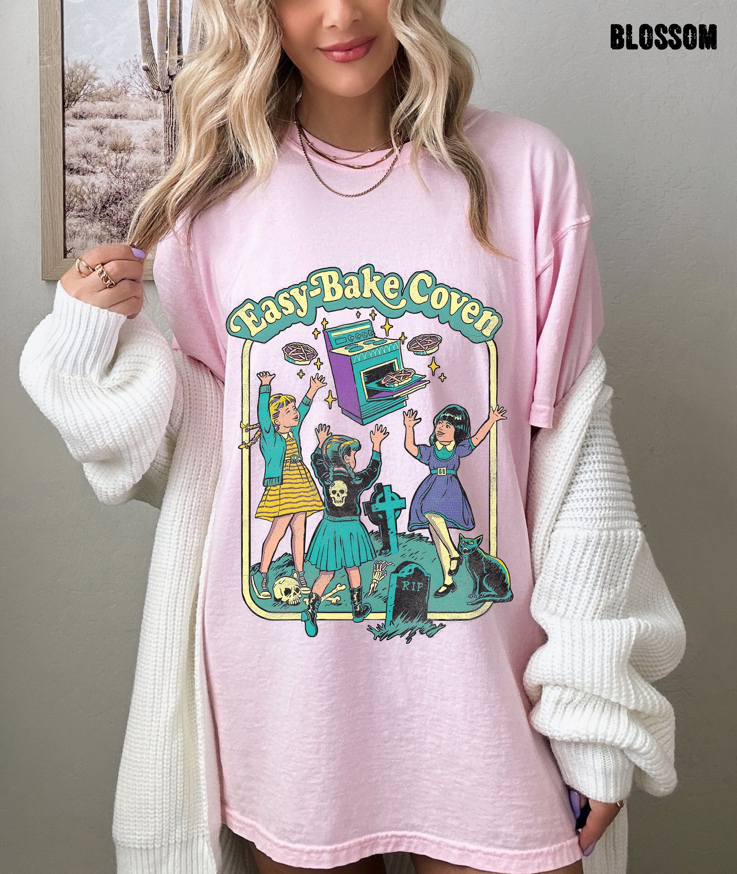 Easy Bake Coven 90s Horror Movie Fan Oversized Vintage T Shirt, Halloween Tee, Comfort Colors Tee, Plus Size Halloween Tee, Witchy Vibes Tee