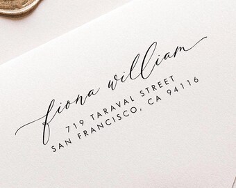 Modern Minimal Return Address Stamp, Personalized Script Design for Everyday Mail & Stationery, Rubber Stamp or Self-Inking | STA097