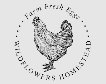 Farm Fresh Eggs Stamp | Egg Carton Label Stamp | Egg Box Stamp | Rubber Stamp, Self Inking Stamp or Embosser | Design: STB012