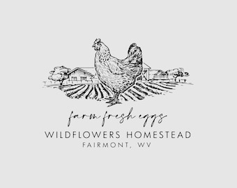 Farm Fresh Eggs Stamp | Egg Carton Label Stamp | Custom Egg Carton Stamp | 4 x 6.5 cm | Rubber Stamp or Self Inking Stamp | Design: STB015