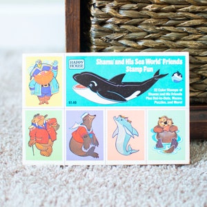 Shamu & His Sea World Friends Stamp Fun Coloring Activity Book - Happy House Theme Park Vintage Collectible 1983