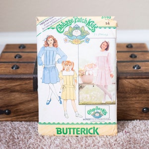 Butterick Cabbage Patch Kids Girls Dress 3140 Pattern - Size 14 (All Transfers Included!) 1980s Cabbage Patch Rare Vintage Collectible