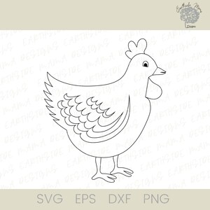 Farm Chicken SVG - Chicken Silhouette Cut File - Farm Animal Chicken Clipart - Chicken Outline png - Animal Chicken svg - farm svg