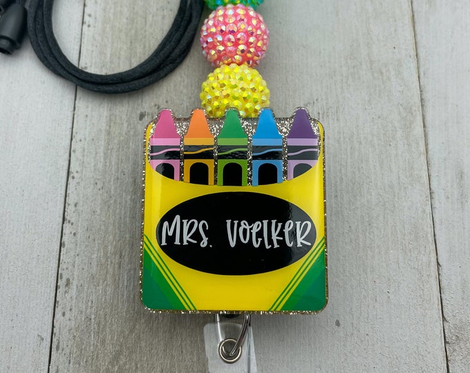 Crayon Box Teacher Lanyard Personalized Teacher Lanyard Bead Etsy