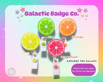 Bobine de badges scintillants en tranches de fruits : citron-lime orange pamplemousse, cadeau d'infirmière d'été