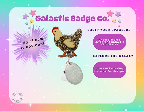 Chicken and Egg Glitter Badge Reel: Medical Nurse Gift