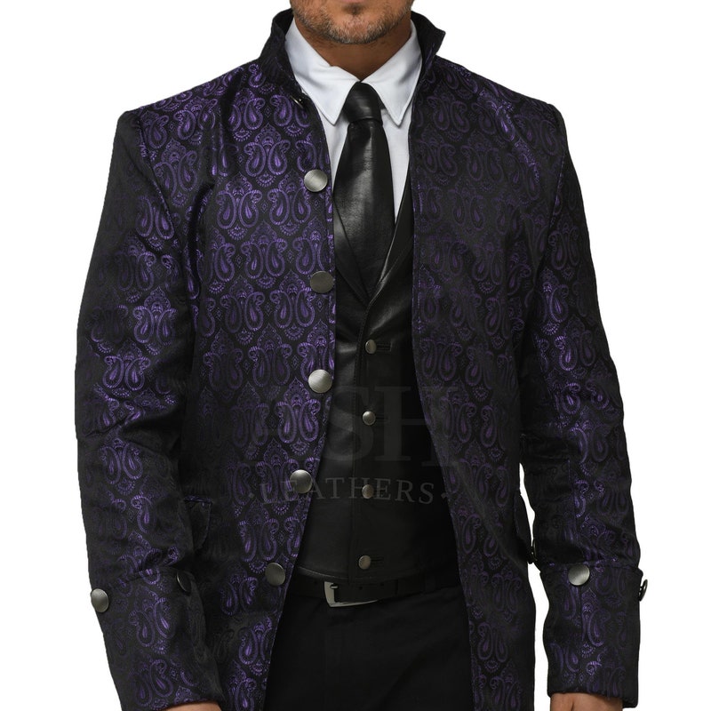 Blue Brocade Jacket With Straight Pants