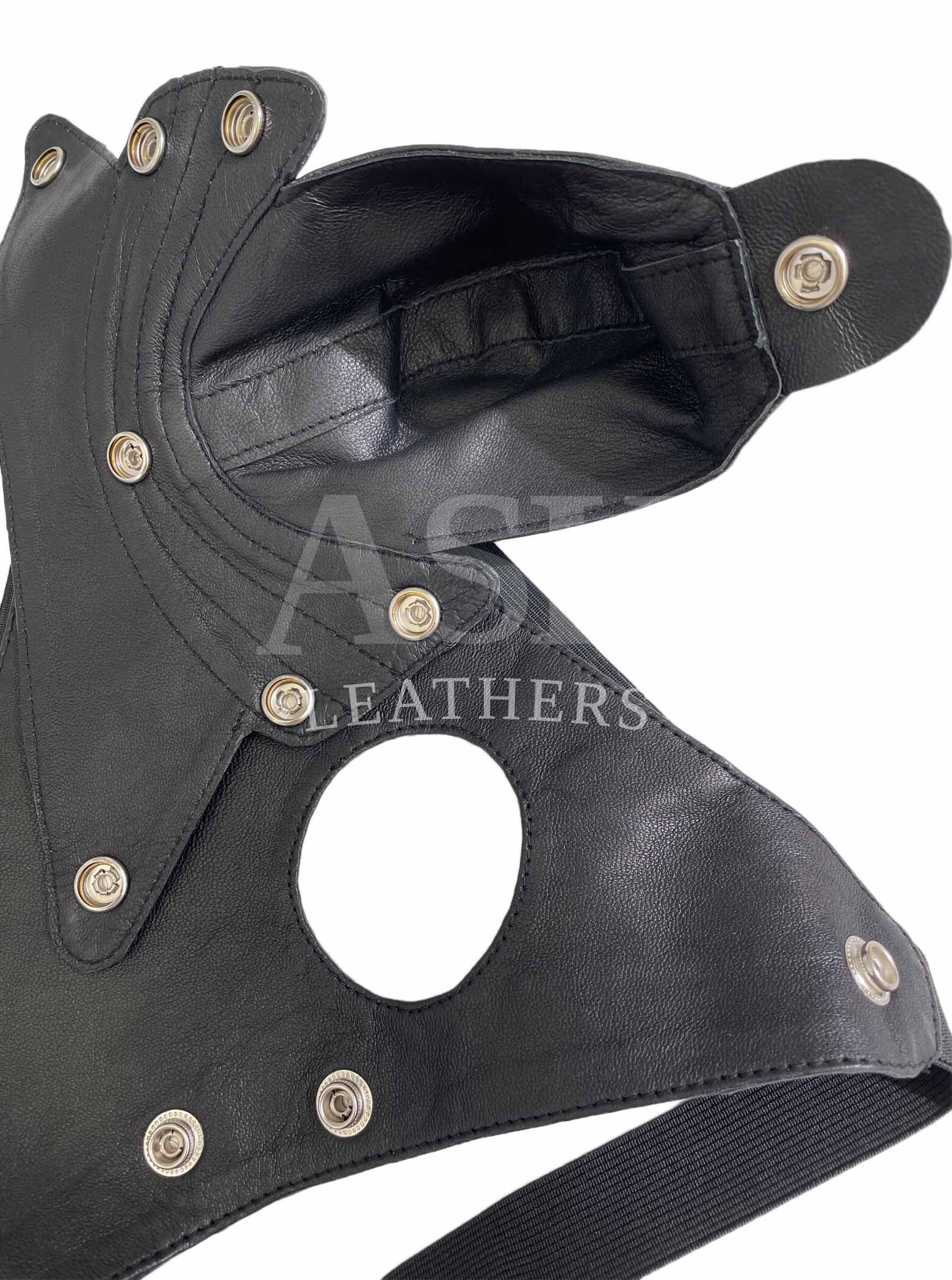 Mens Real Leather Underwear Black Leather Ultimate Codpiece Jocks