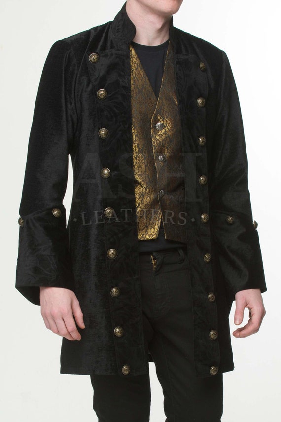Manteau militaire en velours rouge veste gothique victorienne